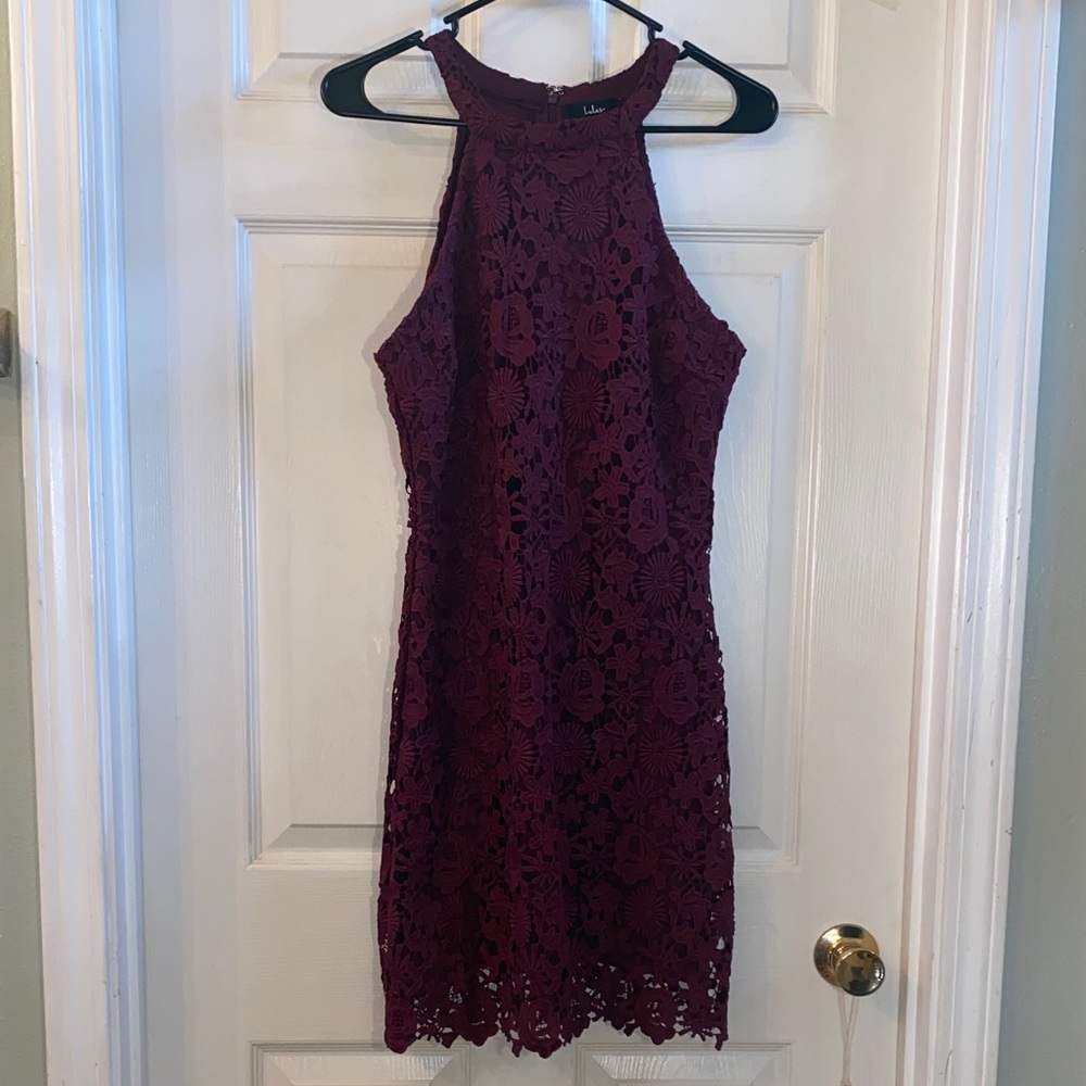 Lulu's Burgundy Lace Mini Dress - Picture 3 of 13